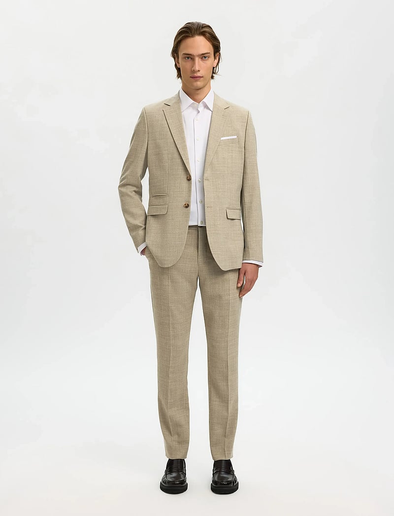 Selected - SLMSLIM-OASIS LINEN TRS NOOS - linne kostymbyxor - sand - 5