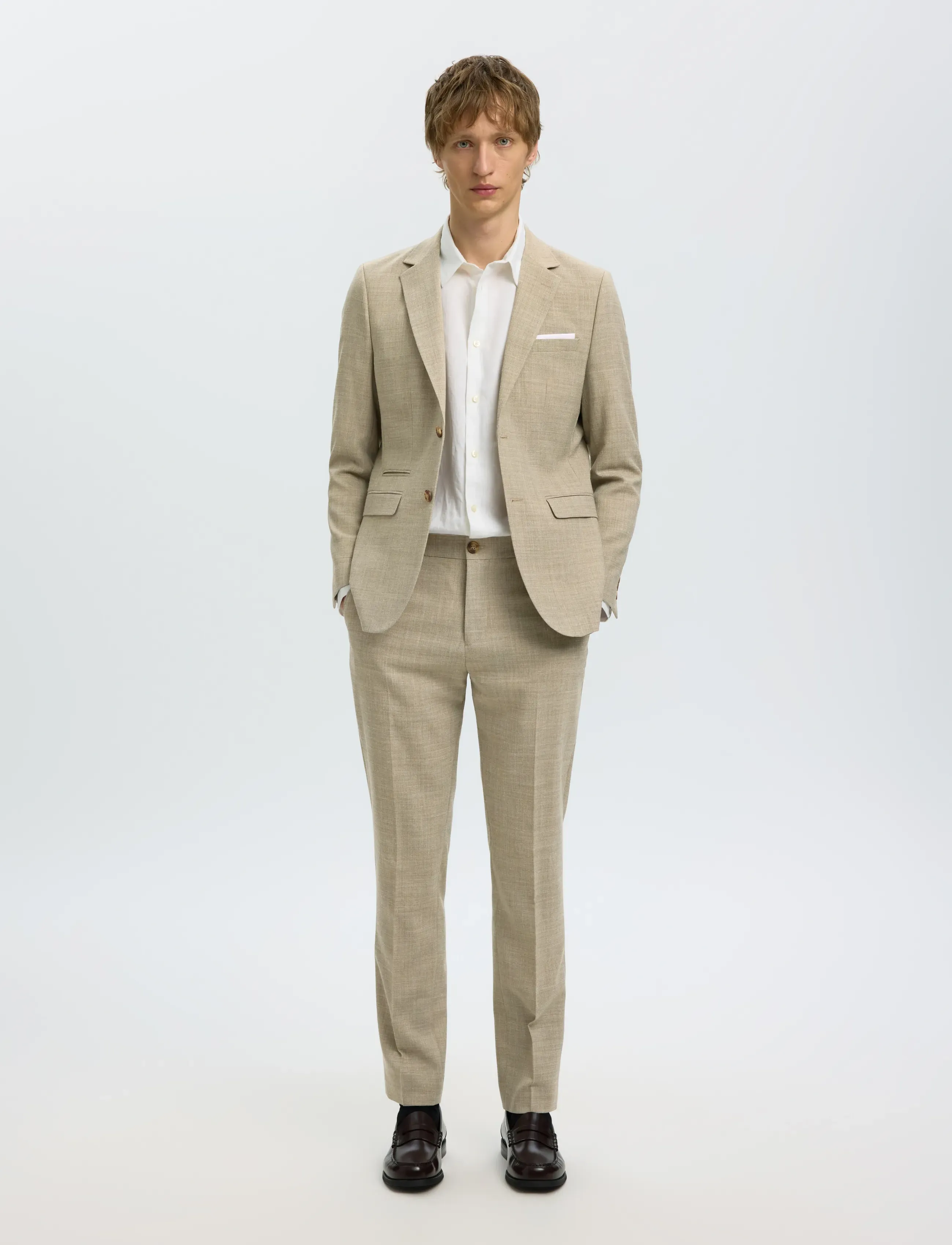 Selected - SLMSLIM-OASIS LINEN TRS NOOS - lininės kostiuminės kelnės - sand - 5