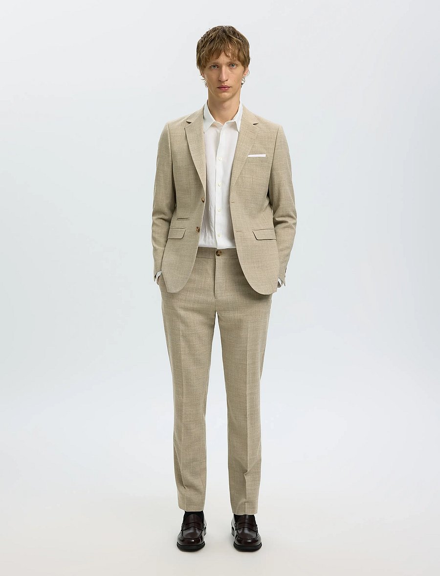 Selected - SLMSLIM-OASIS LINEN TRS NOOS - lininės kostiuminės kelnės - sand - 5