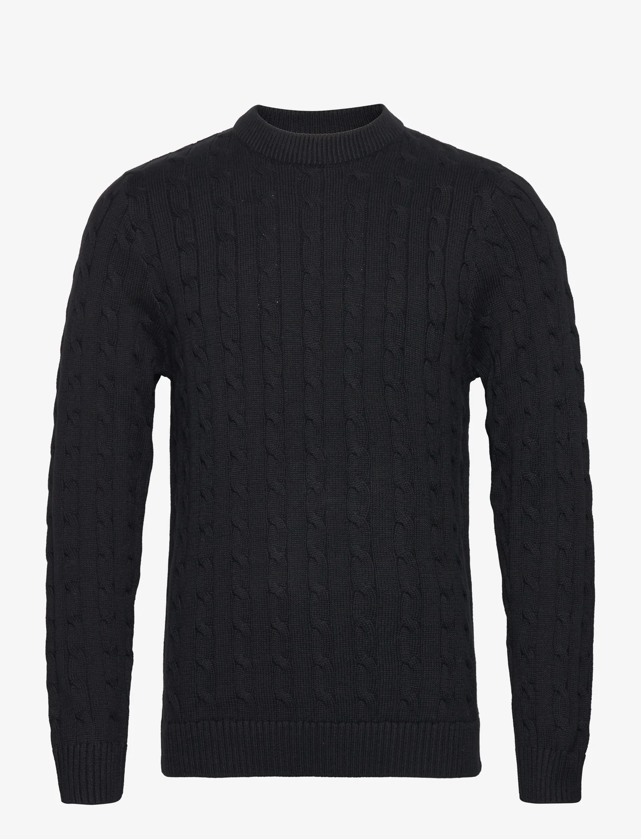 Selected Homme - SLHRYAN STRUCTURE CREW NECK W - knitted round necks - black - 0