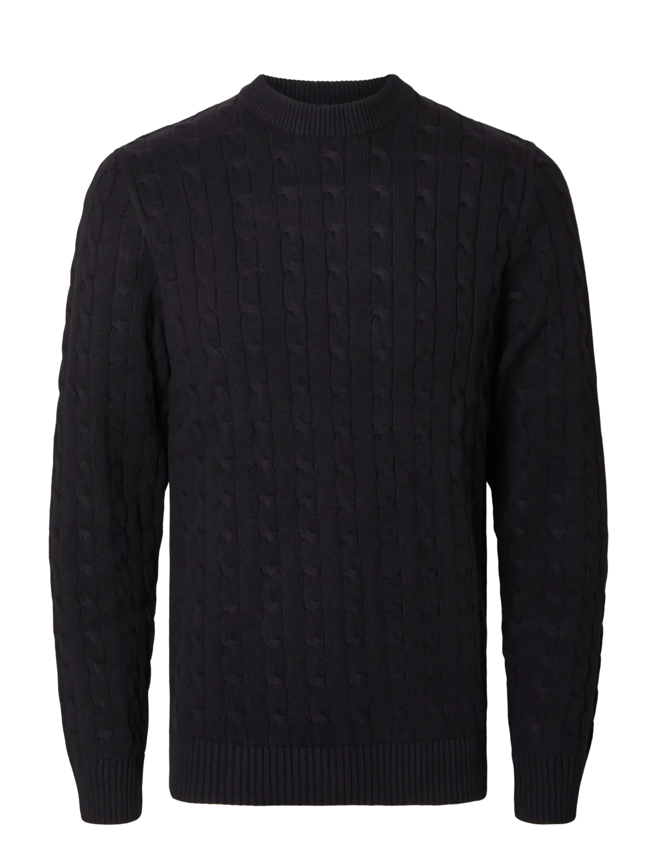 Selected SLHRYAN STRUCTURE CREW NECK - Strickmode - BLACK / black