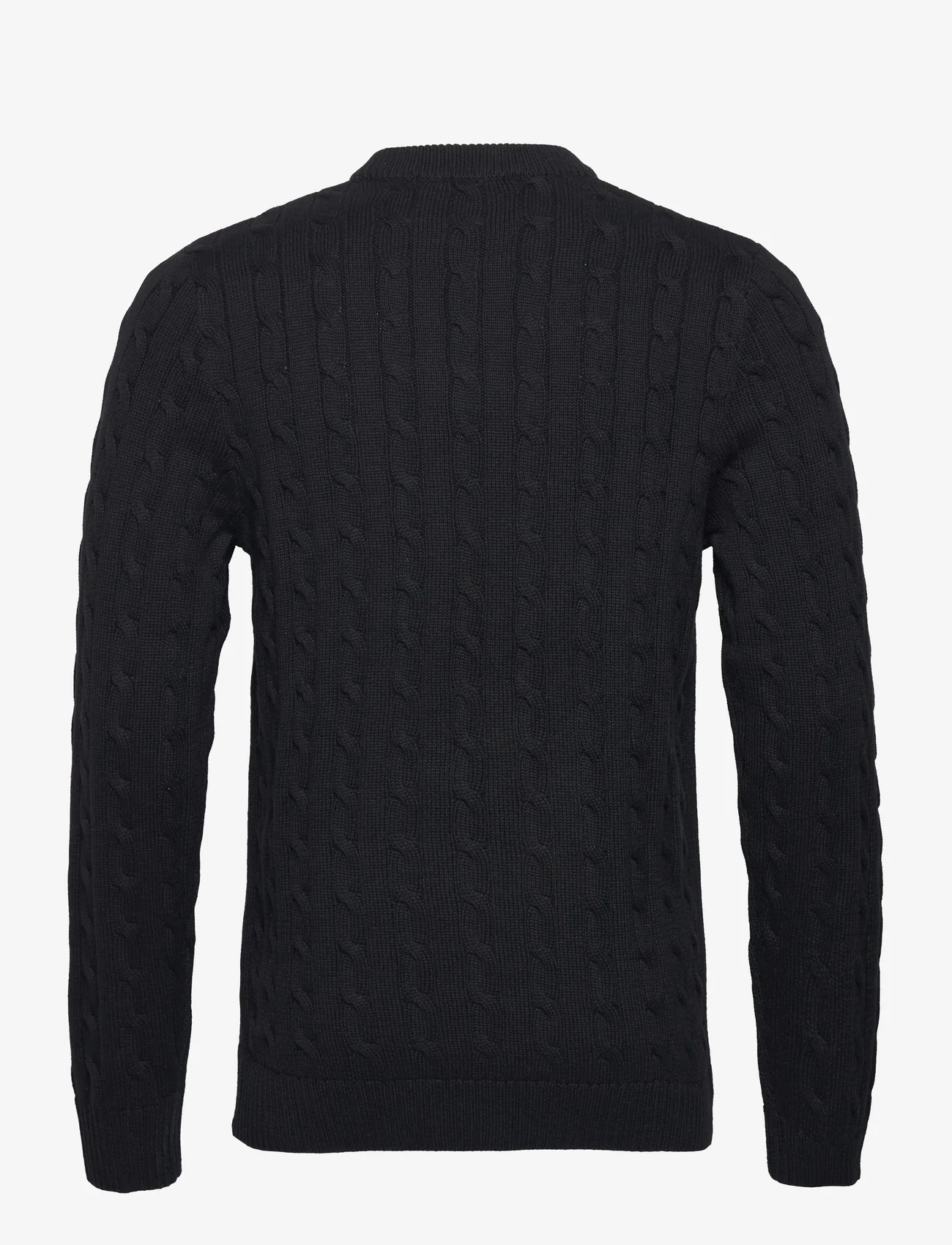 Selected Homme - SLHRYAN STRUCTURE CREW NECK W - knitted round necks - black - 1