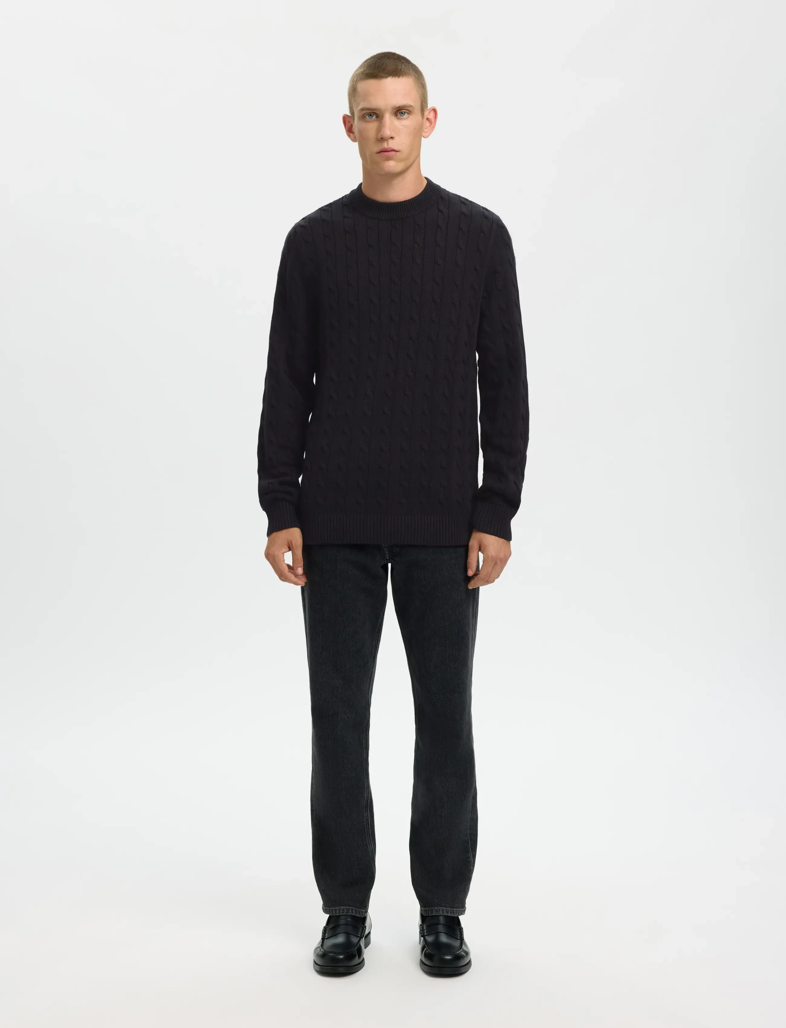 Selected - SLHRYAN STRUCTURE CREW NECK - rund hals - black - 4