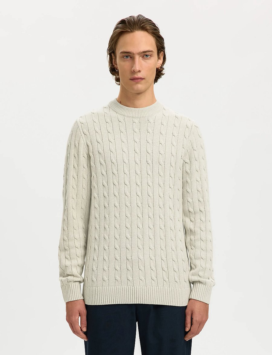 Selected - SLHRYAN STRUCTURE CREW NECK - pyöreäaukkoiset - bone white - 0
