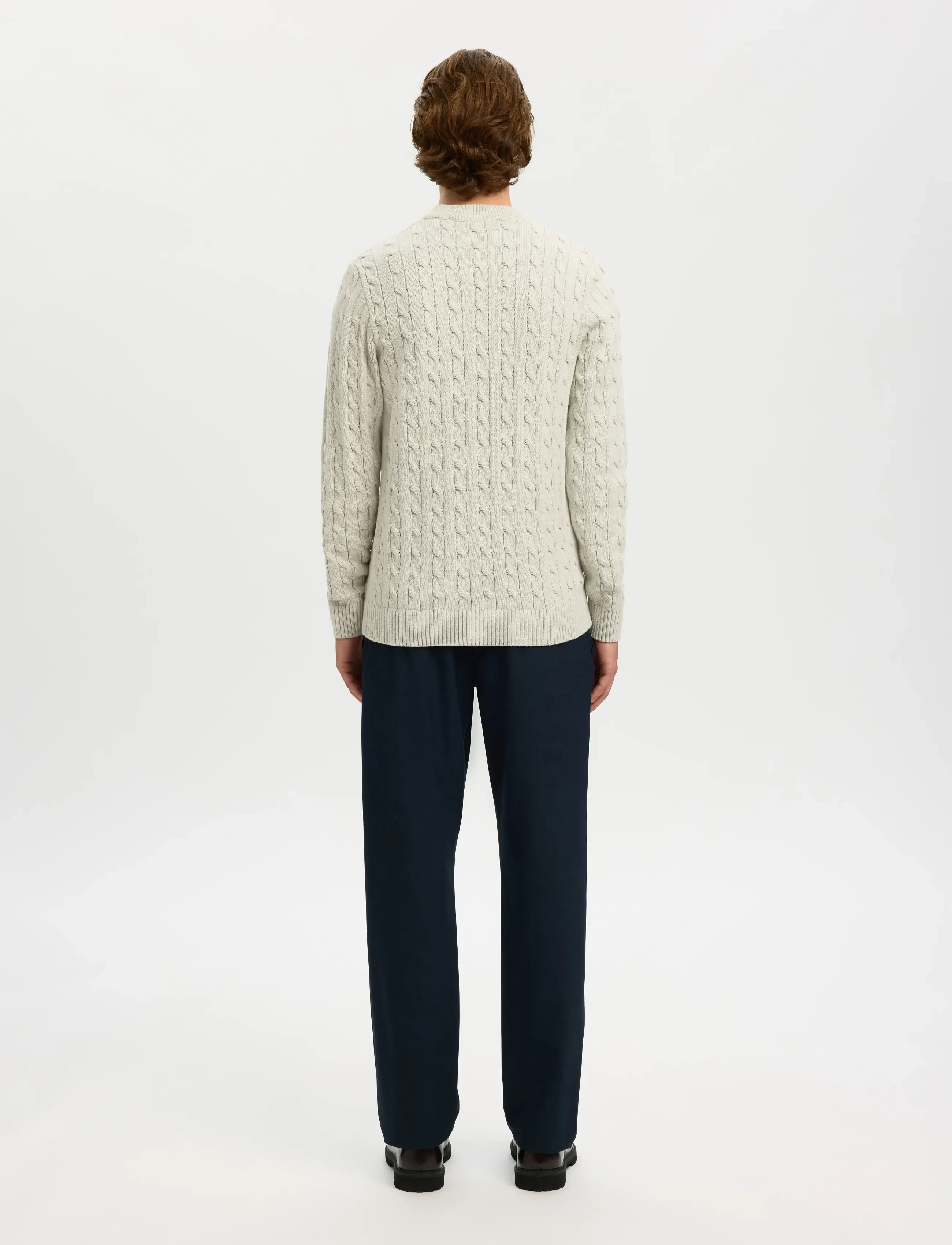 Selected - SLHRYAN STRUCTURE CREW NECK - stickat - bone white - 3