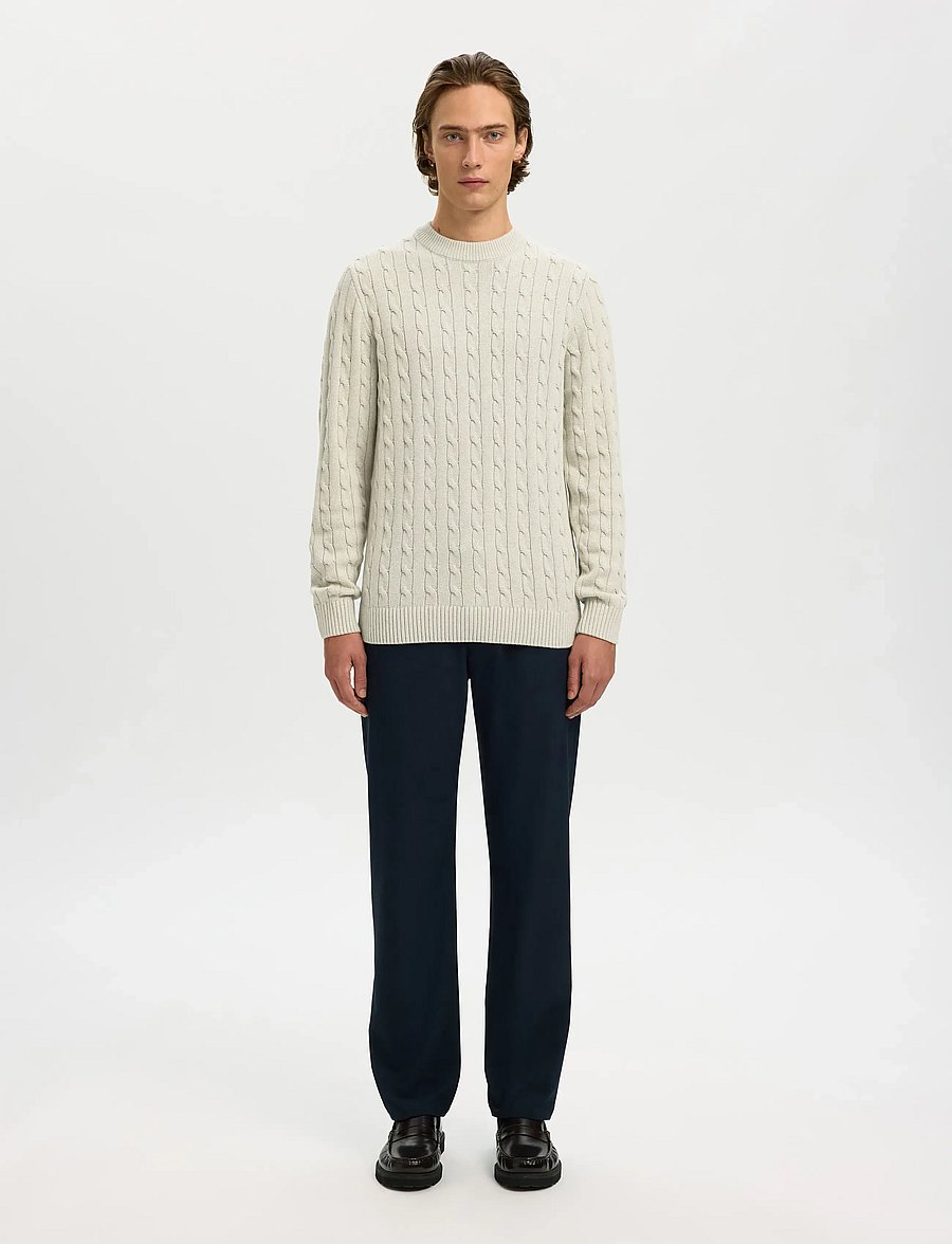 Selected - SLHRYAN STRUCTURE CREW NECK - pyöreäaukkoiset - bone white - 4
