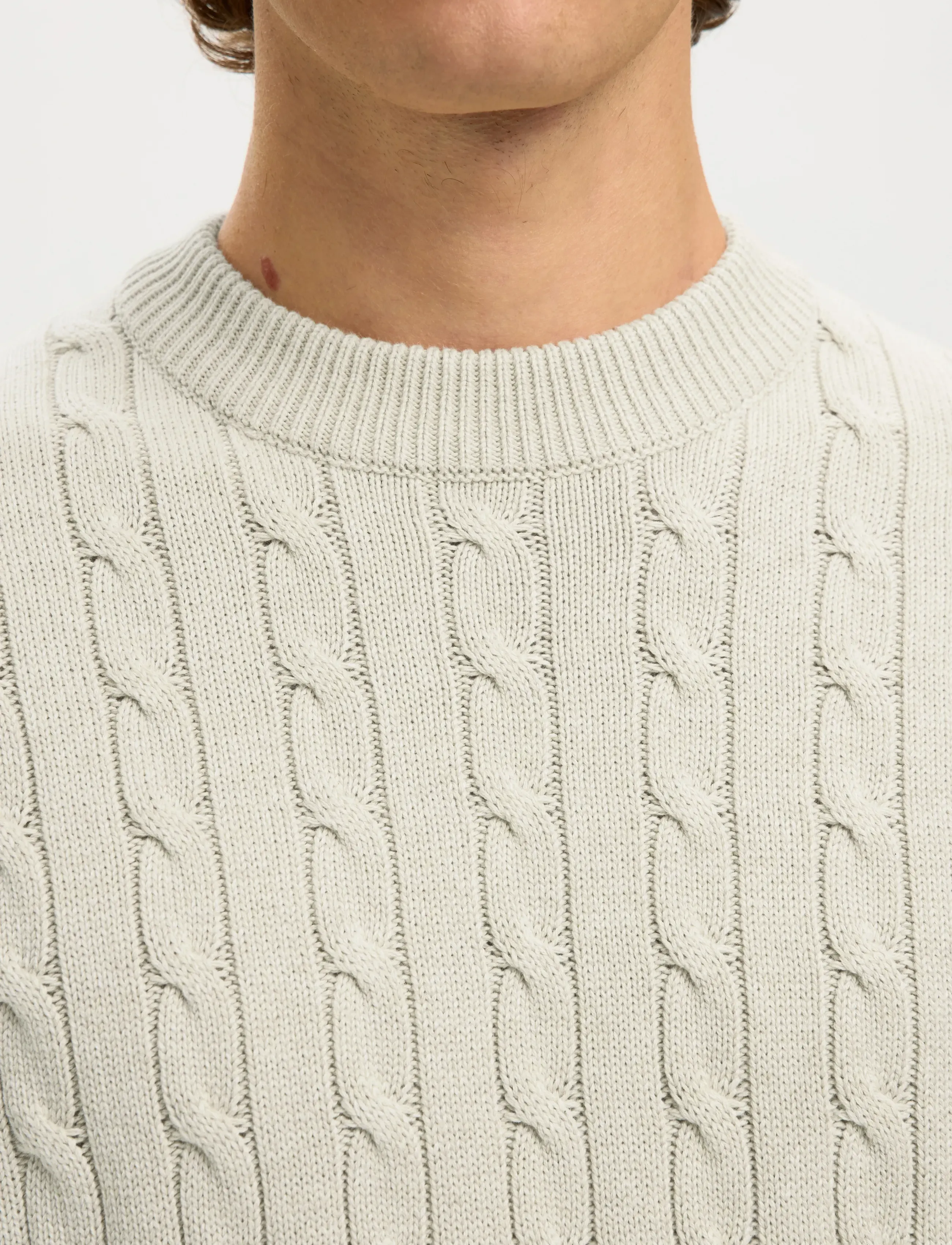 Selected - SLHRYAN STRUCTURE CREW NECK - stickat - bone white - 5
