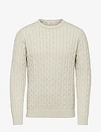 SLHRYAN STRUCTURE CREW NECK W - BONE WHITE