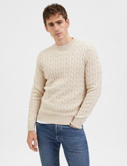Selected Homme - SLHRYAN STRUCTURE CREW NECK W - knitted round necks - bone white - 2