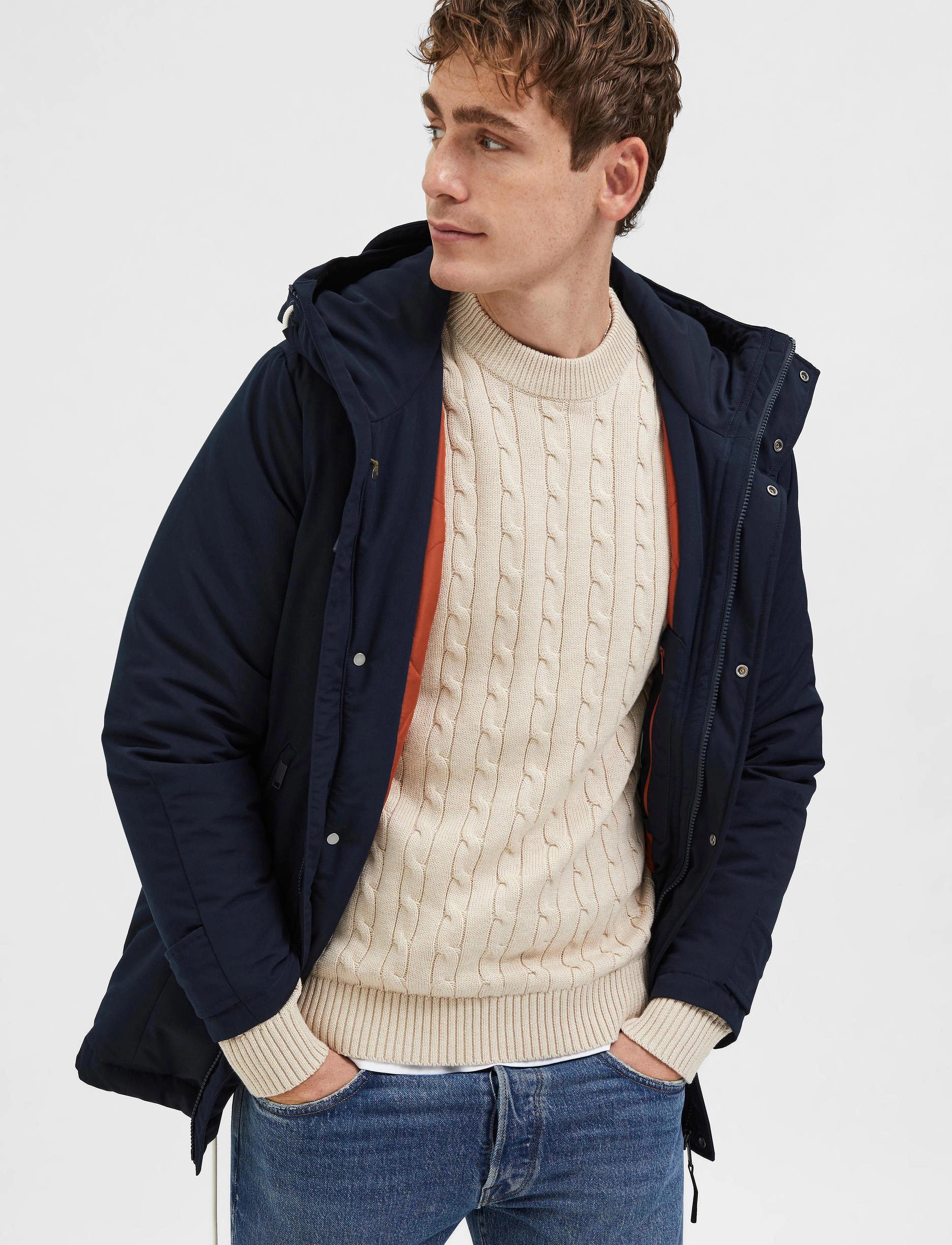 Selected - SLHRYAN STRUCTURE CREW NECK - stickade basplagg - bone white - 4