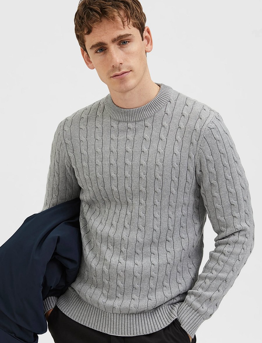 Selected - SLHRYAN STRUCTURE CREW NECK - rundhals - medium grey melange - 4
