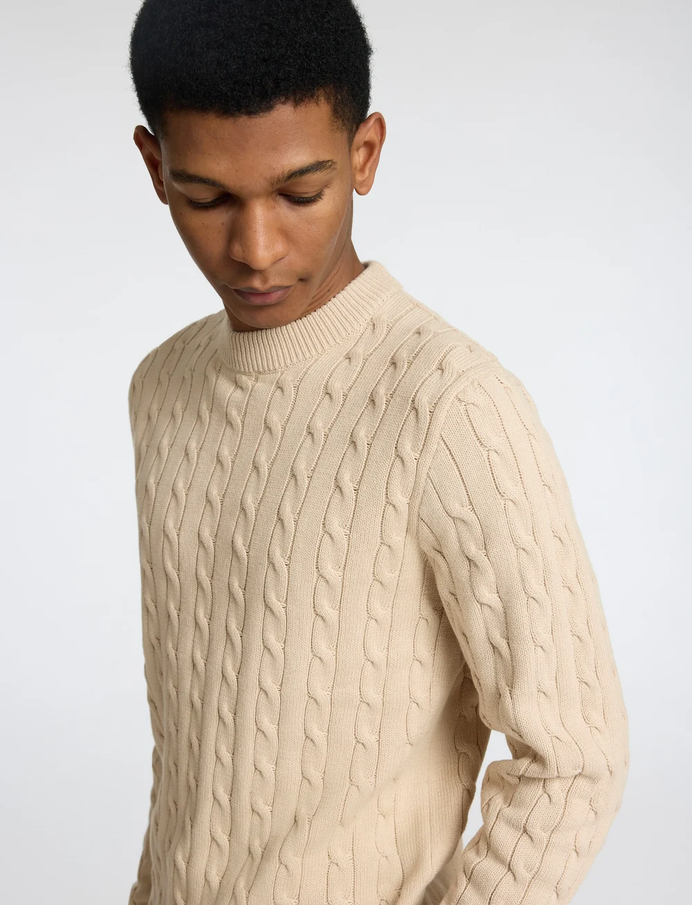 Selected - SLHRYAN STRUCTURE CREW NECK - Ümmarguse kaelusega kudumid - oatmeal - 4