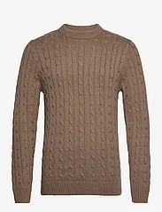 Selected Homme - SLHRYAN STRUCTURE CREW NECK W - knitted round necks - teak - 0
