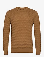 SLHREMY LS KNIT ALL STU CREW NECK W CAMP - BREEN
