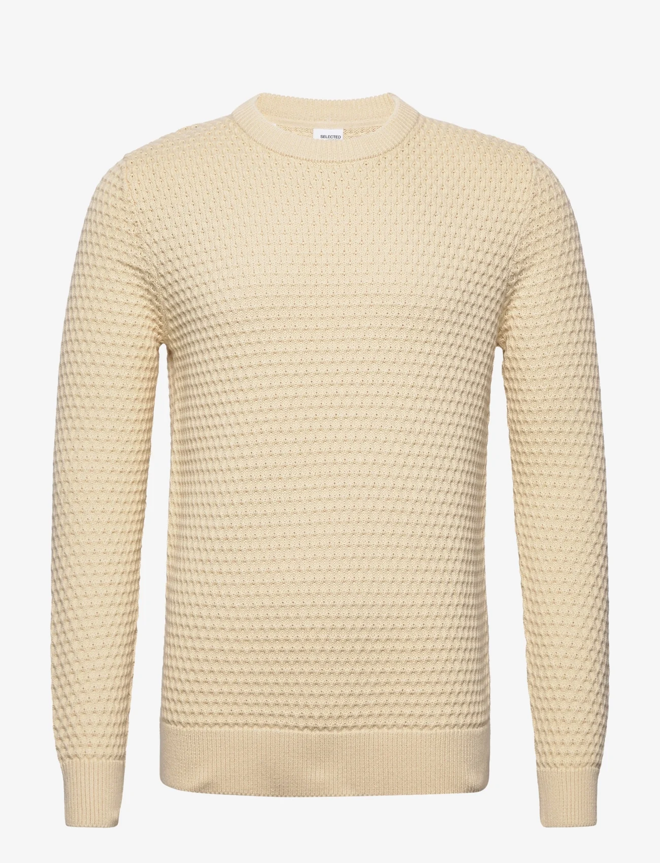 Selected Homme - SLHREMY LS KNIT ALL STU CREW NECK W CAMP - perusneuleet - cloud cream - 0