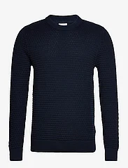 Selected Homme - SLHREMY LS KNIT ALL STU CREW NECK W CAMP - knitted round necks - dark sapphire - 0