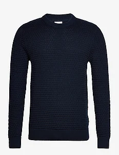 SLHREMY LS KNIT ALL STU CREW NECK W CAMP, Selected Homme