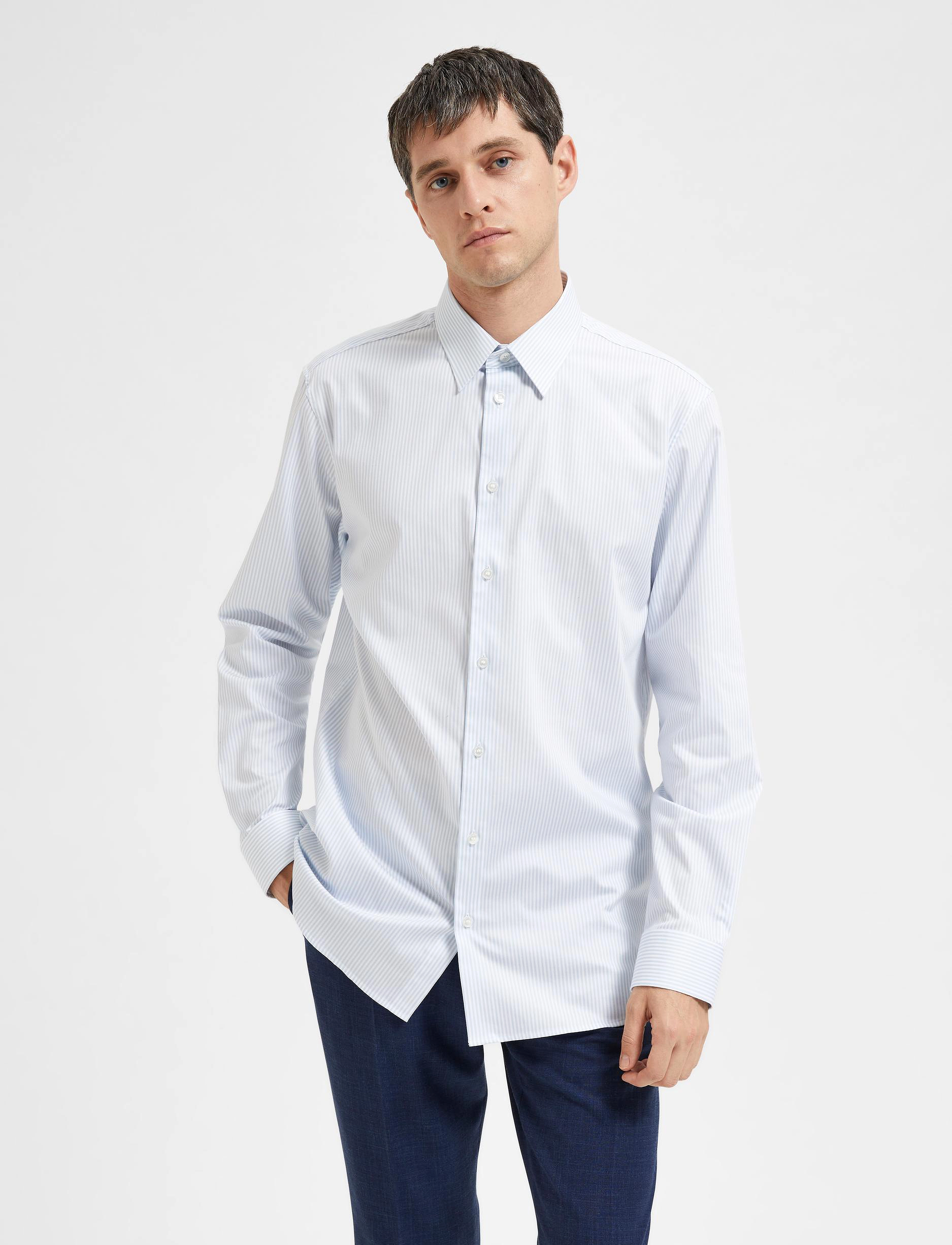 Selected Homme - SLHSLIMNATHAN-STRIPE SHIRT LS NOOS - skyway - 2