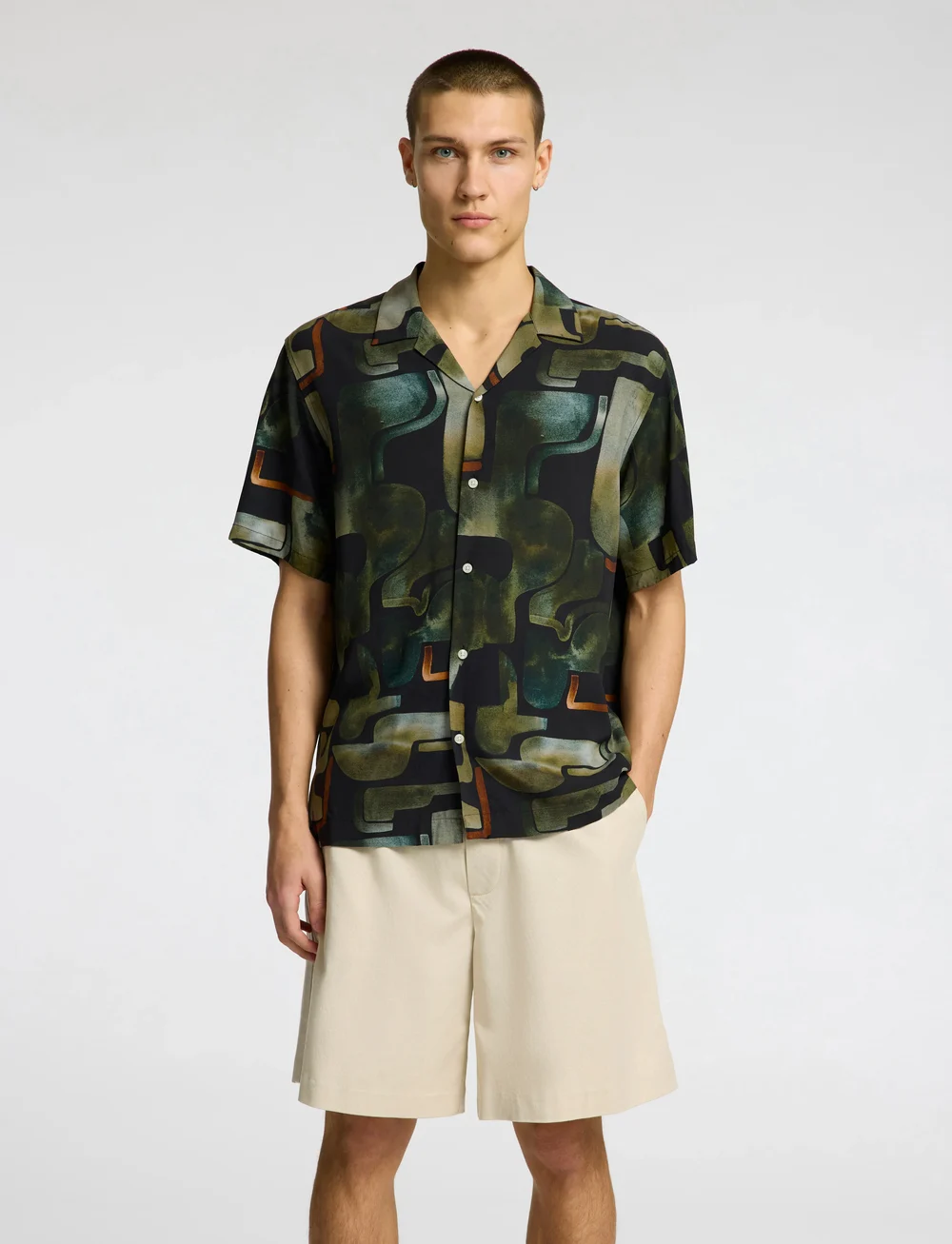 Selected - SLHRELAXVERO SHIRT SS AOP B - kortärmade skjortor - black - 3