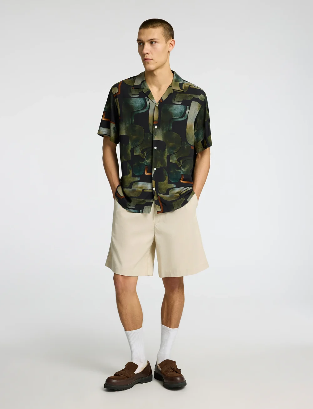 Selected - SLHRELAXVERO SHIRT SS AOP B - kortärmade skjortor - black - 4