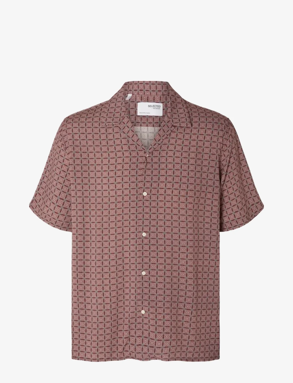 Selected - SLHRELAXVERO SHIRT SS AOP B - kurzarmhemden - cameo rose - 0