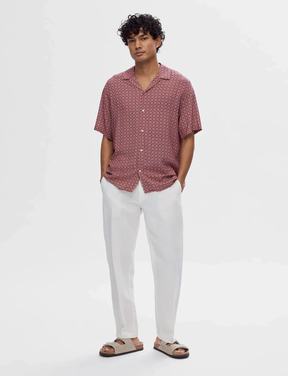 Selected - SLHRELAXVERO SHIRT SS AOP B - kurzarmhemden - cameo rose - 3