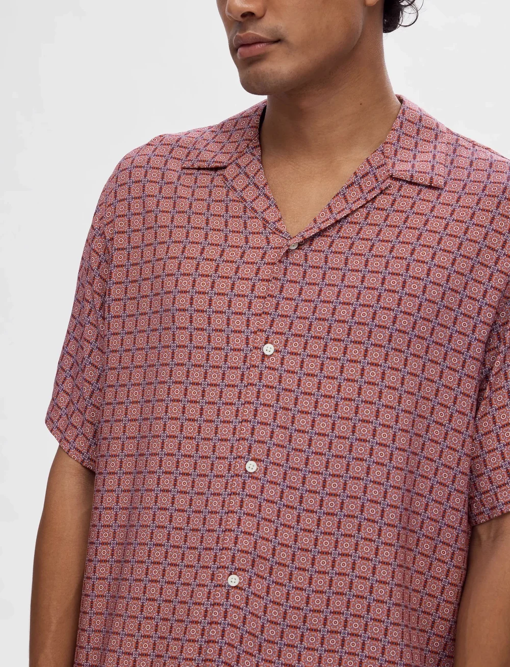 Selected - SLHRELAXVERO SHIRT SS AOP B - kurzarmhemden - cameo rose - 4