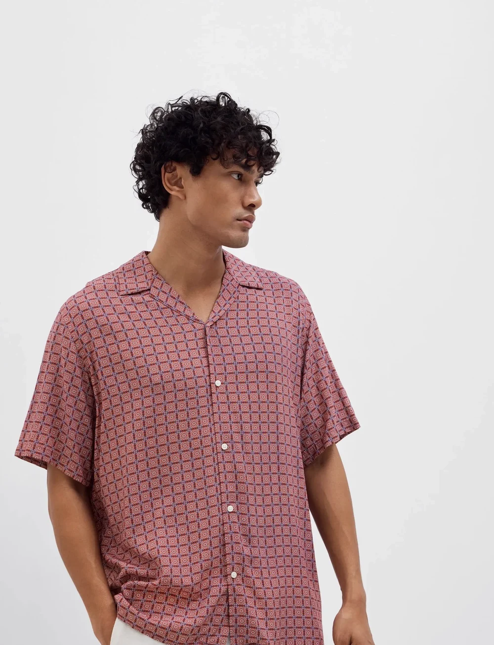 Selected - SLHRELAXVERO SHIRT SS AOP B - kurzarmhemden - cameo rose - 5