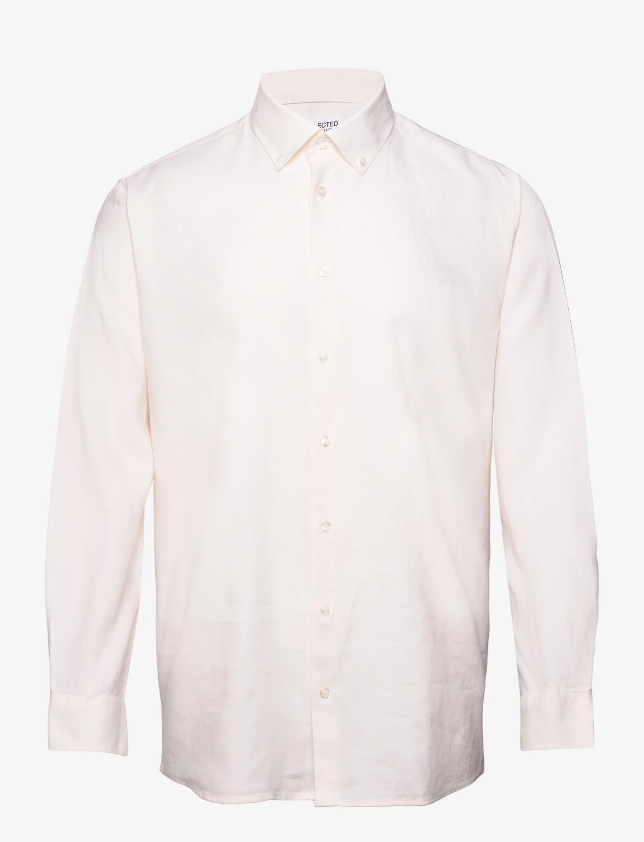 Selected Homme - SLHREGPURE-LINEN SHIRT LS BUTTON DOWN B - linneskjortor - bright white - 0