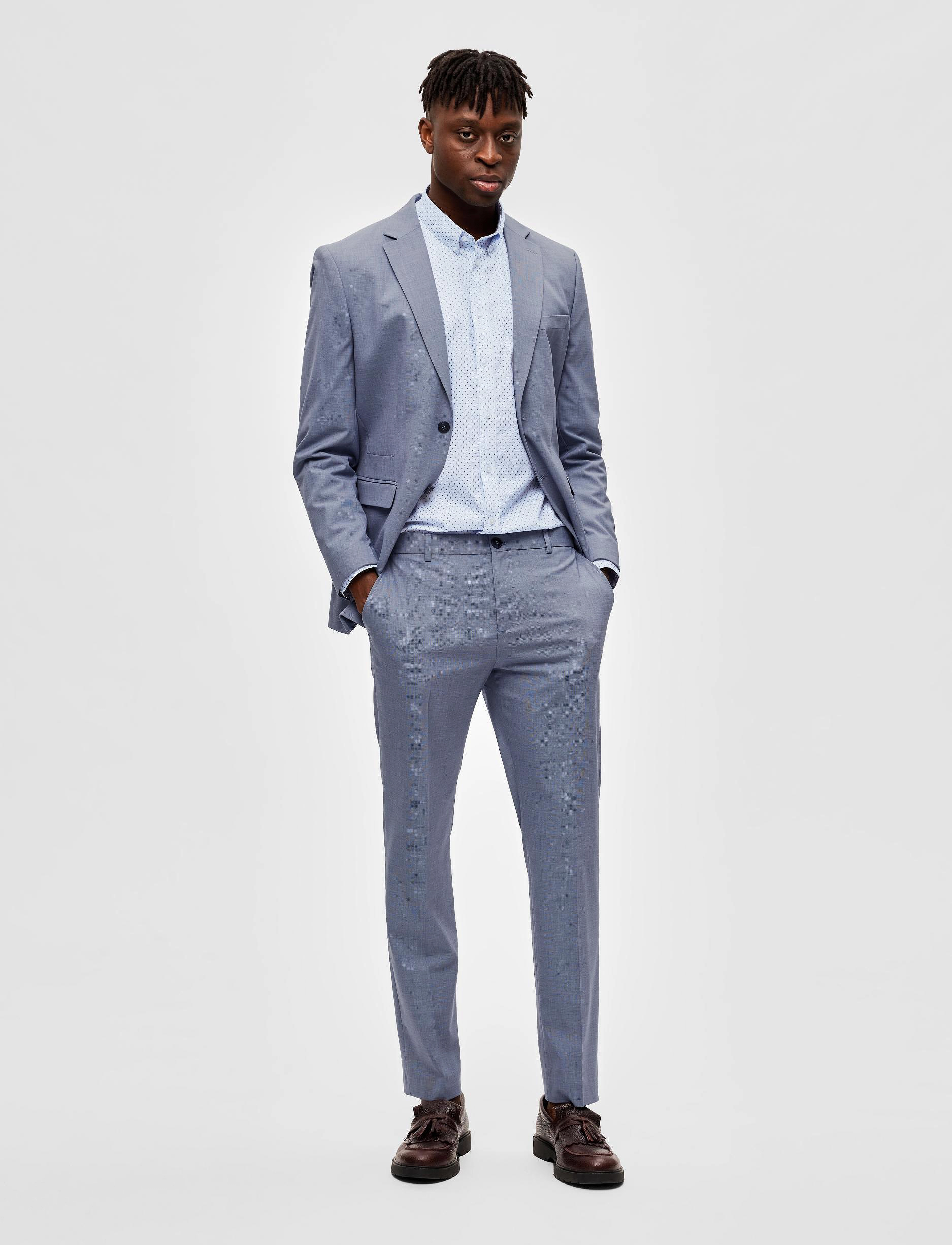 Selected Homme - SLHSLIM-TIMELIAM LT BLU STRUC TRS FLEX B - light blue - 4