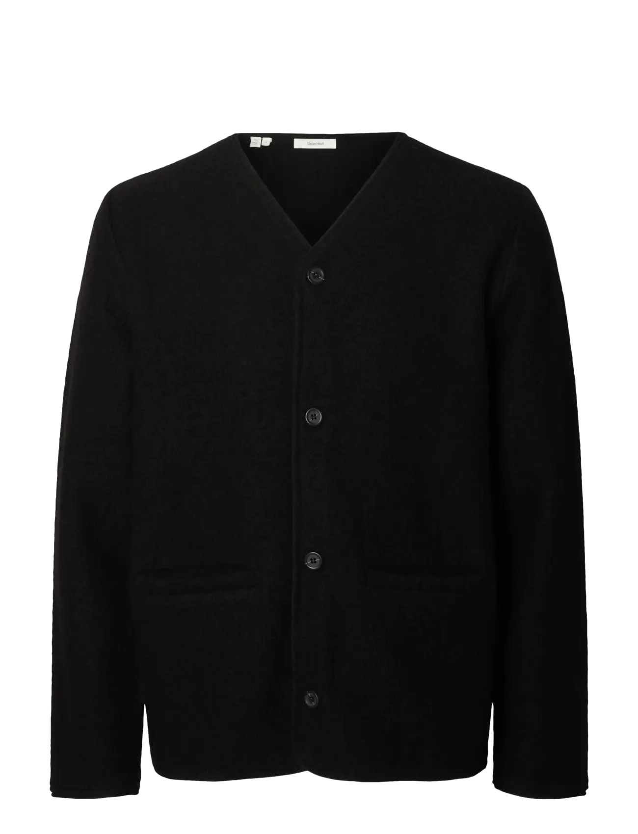 Selected - SLMJIN BOILED WOOL CARDIGAN - cardigans - black - 1