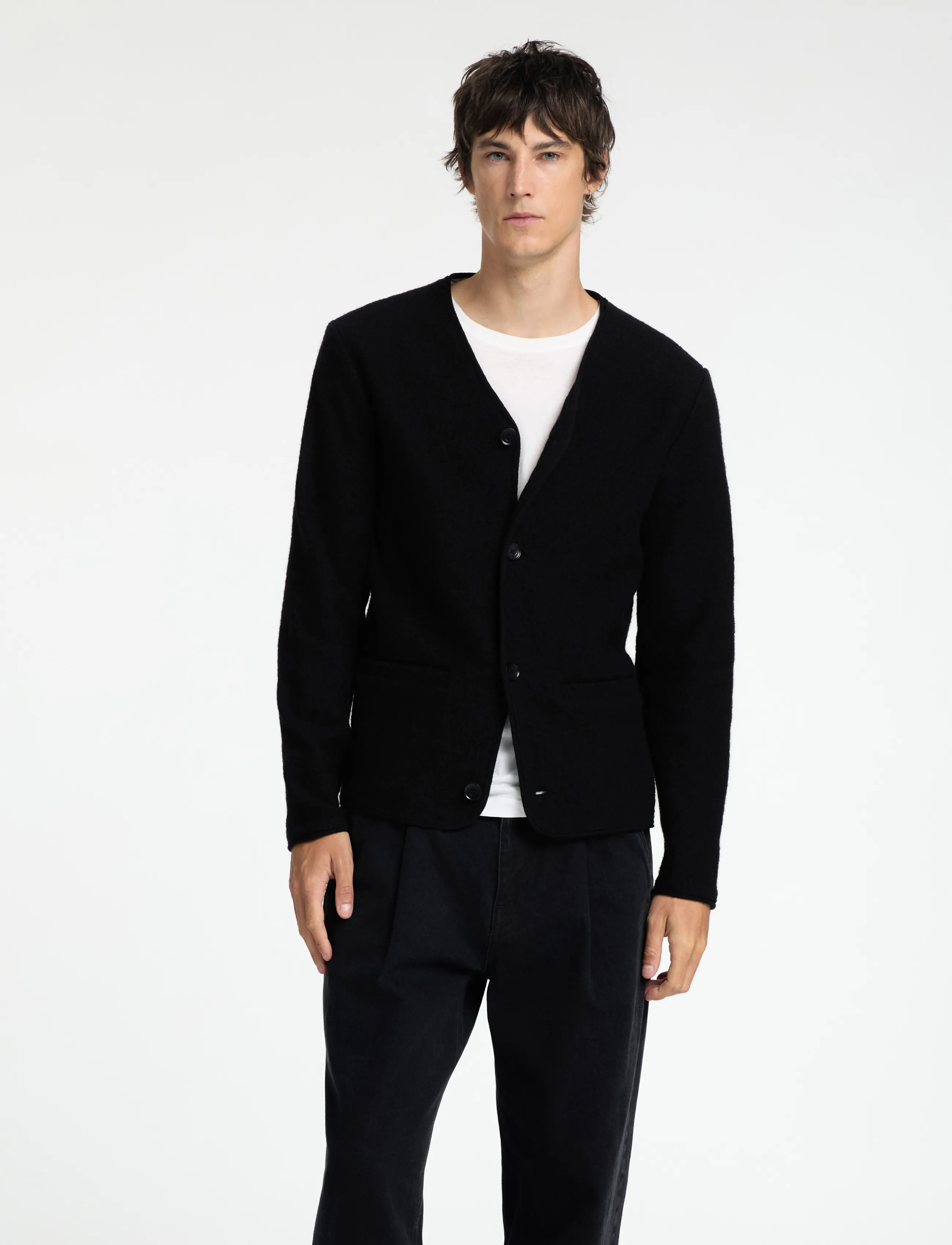 Selected SLMJIN BOILED WOOL CARDIGAN - Nach Stil kaufen - BLACK / black