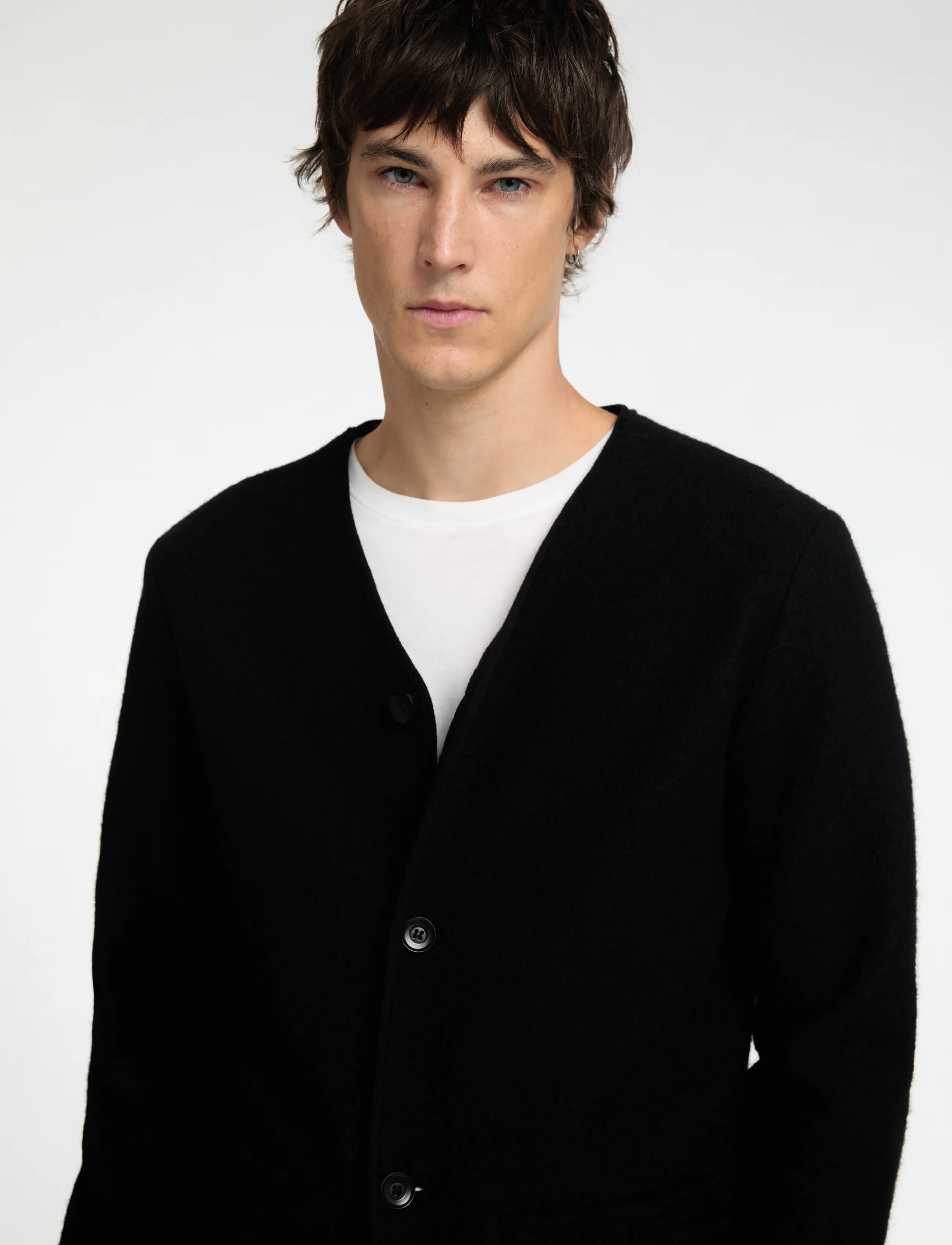 Selected - SLMJIN BOILED WOOL CARDIGAN - cardigans - black - 4
