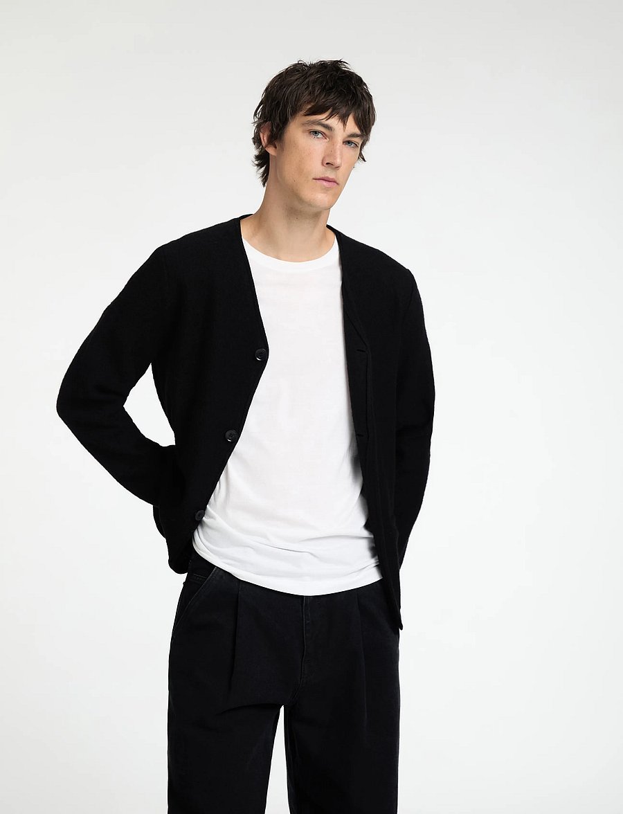 Selected - SLMJIN BOILED WOOL CARDIGAN - cardigans - black - 5
