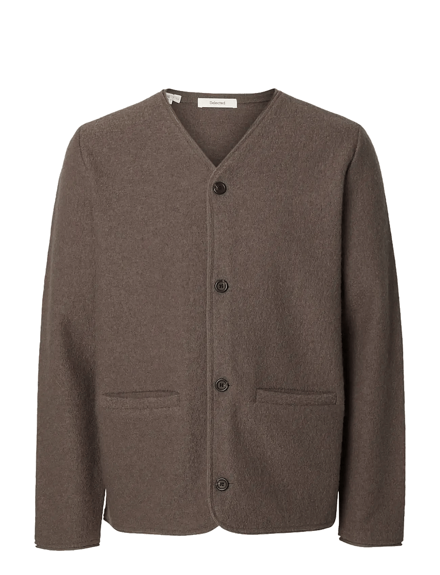 Selected - SLMJIN BOILED WOOL CARDIGAN - strickjacken - morel - 1