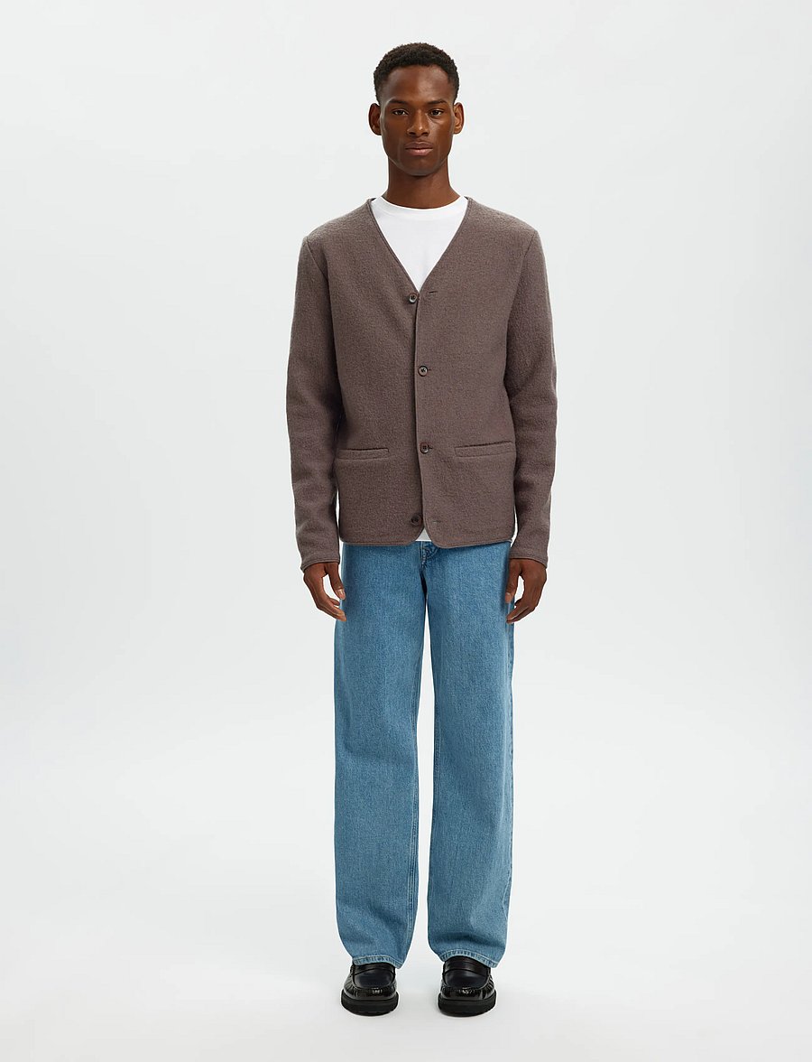 Selected - SLMJIN BOILED WOOL CARDIGAN - strickjacken - morel - 3