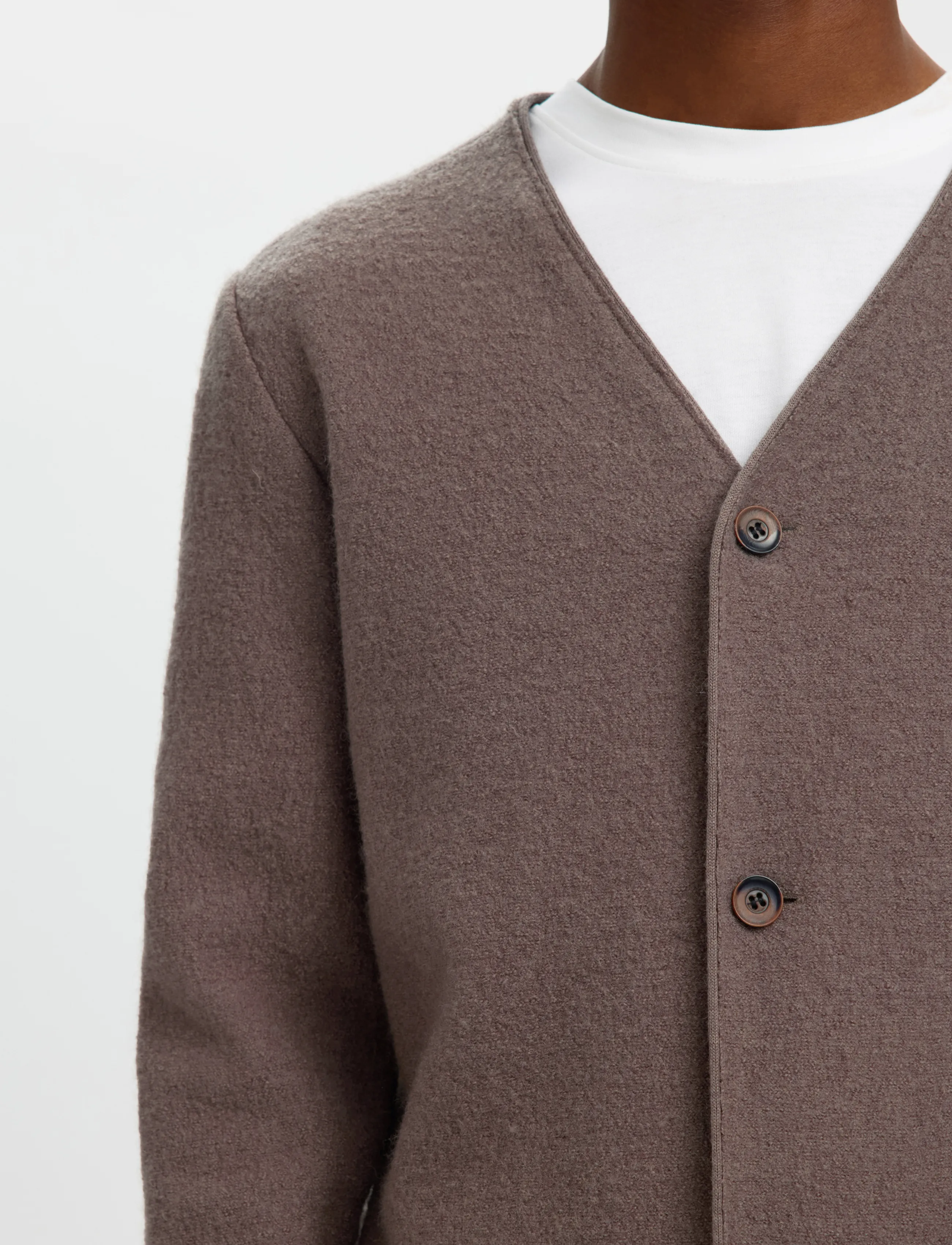 Selected - SLMJIN BOILED WOOL CARDIGAN - koftor - morel - 4