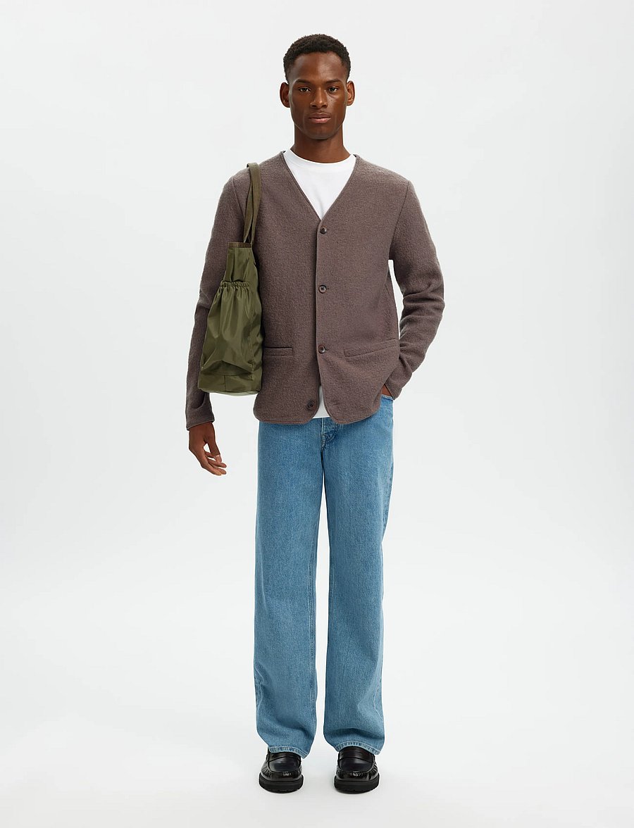 Selected - SLMJIN BOILED WOOL CARDIGAN - strickjacken - morel - 5