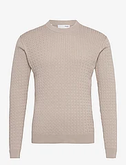 Selected Homme - SLHMADDEN LS KNIT CABLE CREW NECK B - megztiniai su apvalios formos apykakle - fog - 0