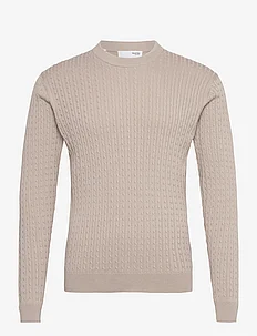 SLHMADDEN LS KNIT CABLE CREW NECK B, Selected Homme