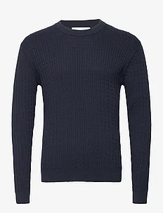 SLHMADDEN LS KNIT CABLE CREW NECK B, Selected Homme