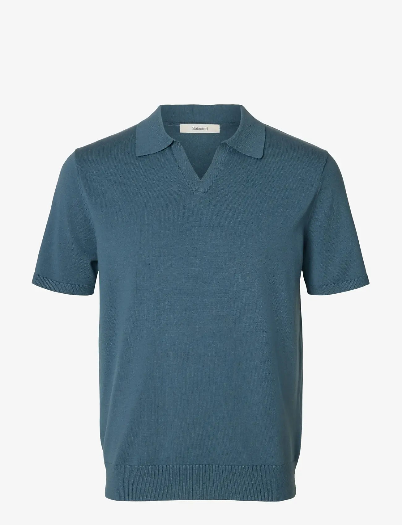 Selected - SLHTELLER SS KNIT POLO NOOS - gestrickte polohemden - blue mirage - 1