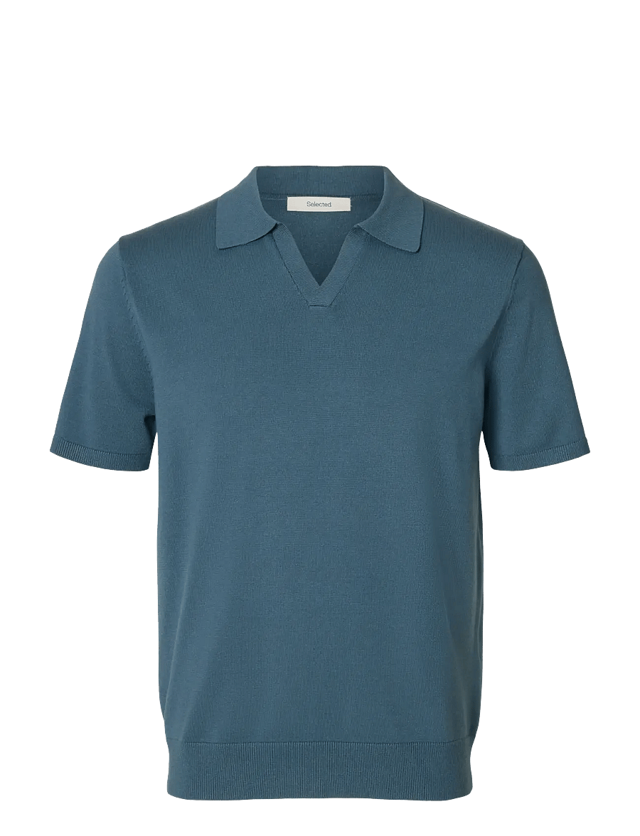 Selected - SLHTELLER SS KNIT POLO NOOS - polostrik - blue mirage - 1