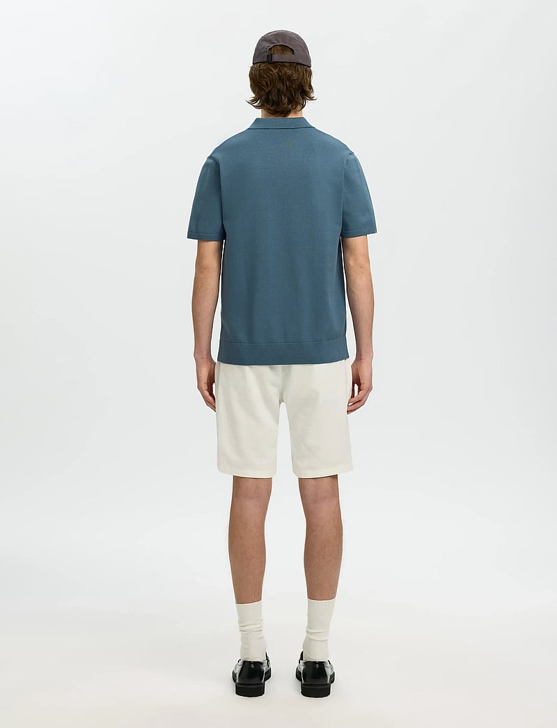 Selected - SLHTELLER SS KNIT POLO NOOS - gestrickte polohemden - blue mirage - 2