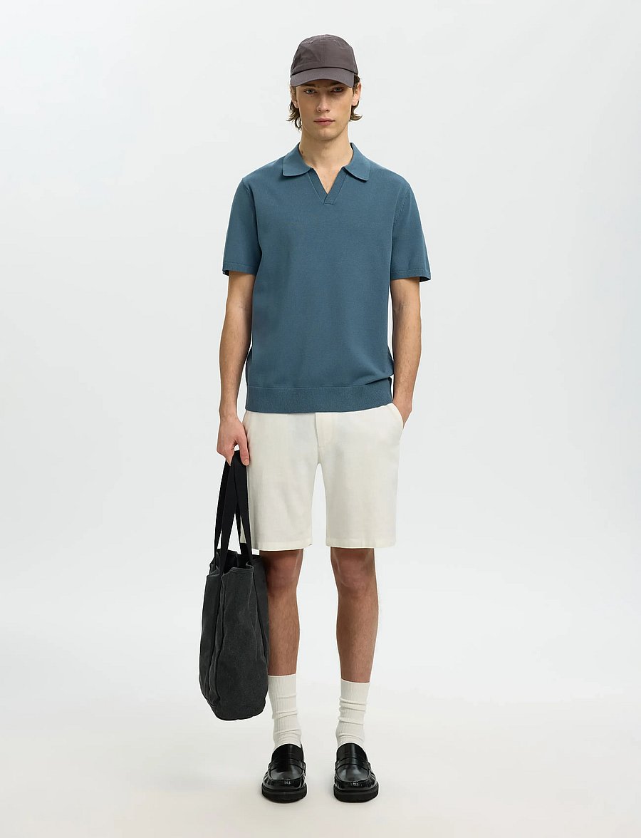 Selected - SLHTELLER SS KNIT POLO NOOS - polostrik - blue mirage - 3