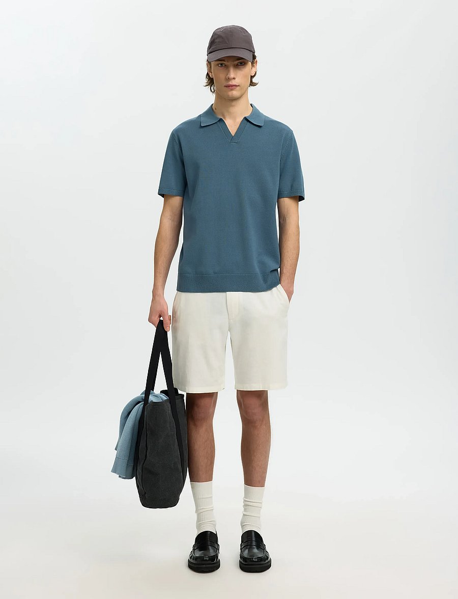 Selected - SLHTELLER SS KNIT POLO NOOS - polostrik - blue mirage - 5