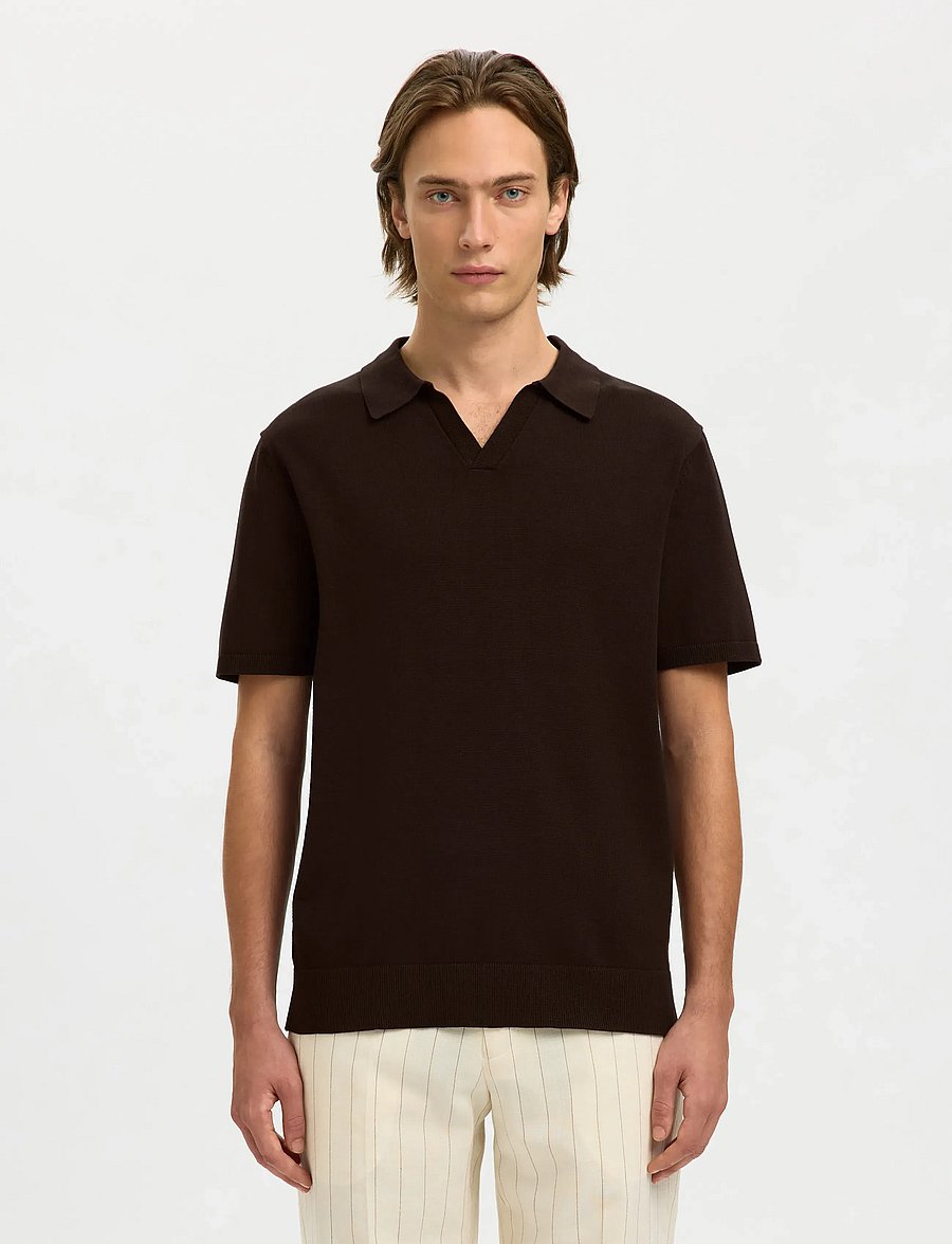 Selected - SLHTELLER SS KNIT POLO NOOS - polostrik - delicioso - 0