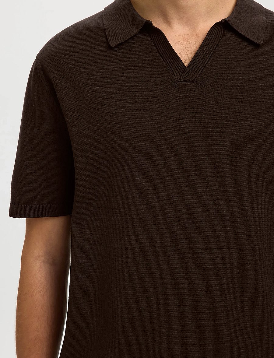 Selected - SLHTELLER SS KNIT POLO NOOS - polostrik - delicioso - 4