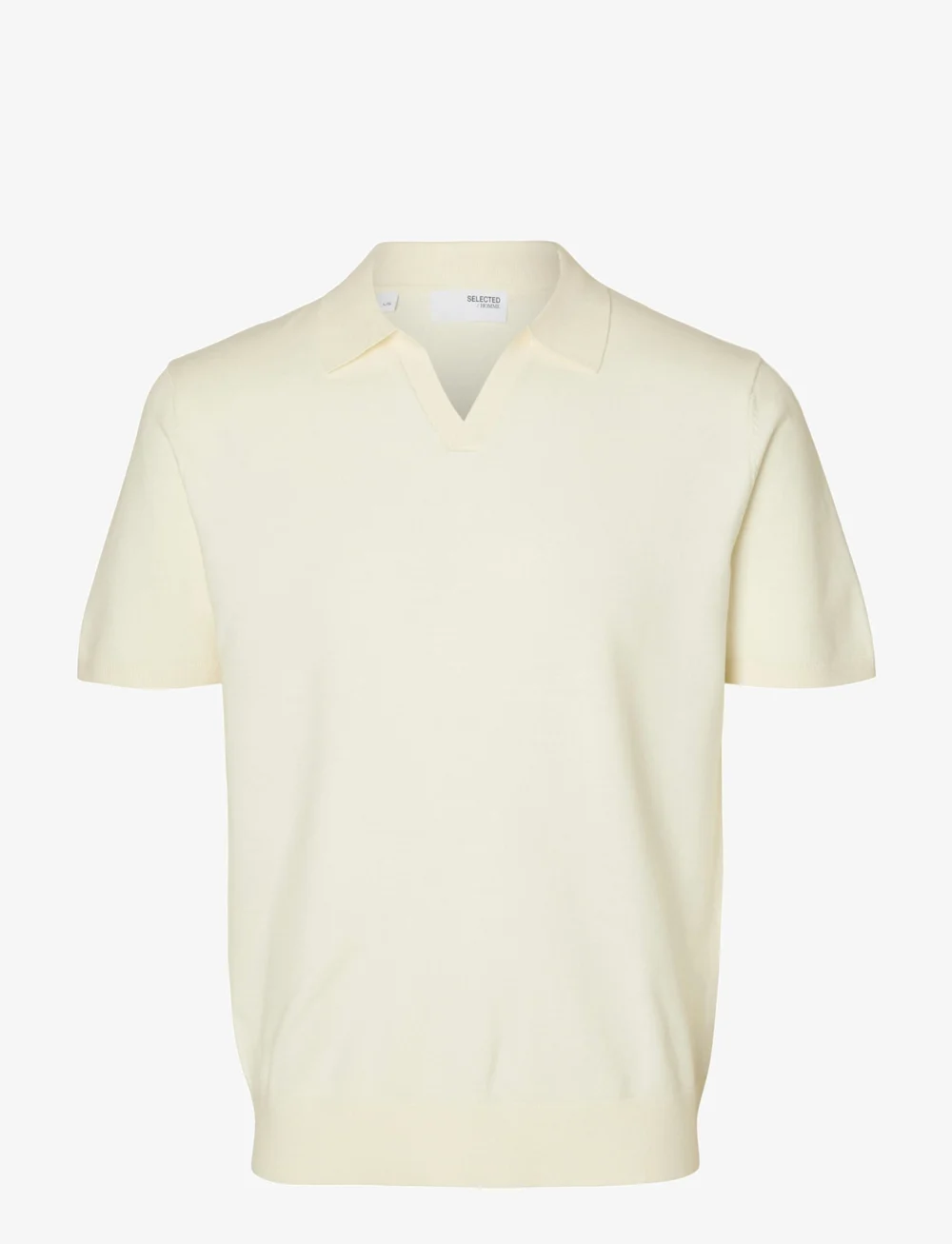 Selected - SLHTELLER SS KNIT POLO NOOS - stickade pikéer - egret - 1