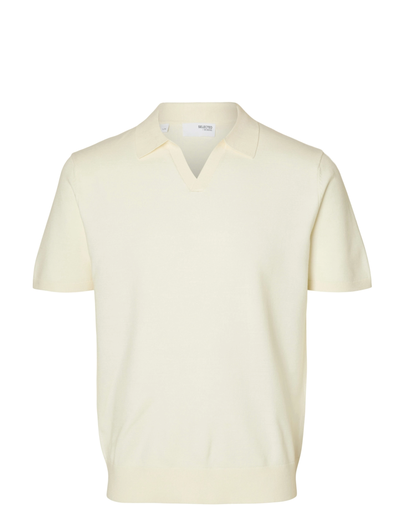 Selected SLHTELLER SS KNIT POLO NOOS - Tøj - EGRET / cream